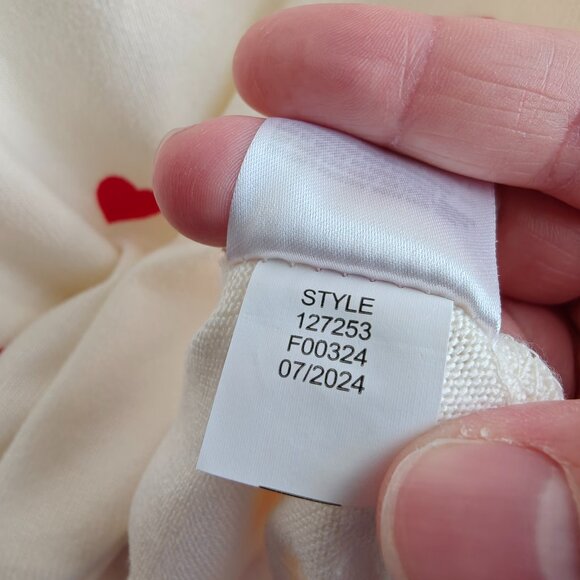 Lucky Brand Broken Hearts Sweatshirt Cream and Red XL Scrunch Detail Lightweight - Picture 6 of 8